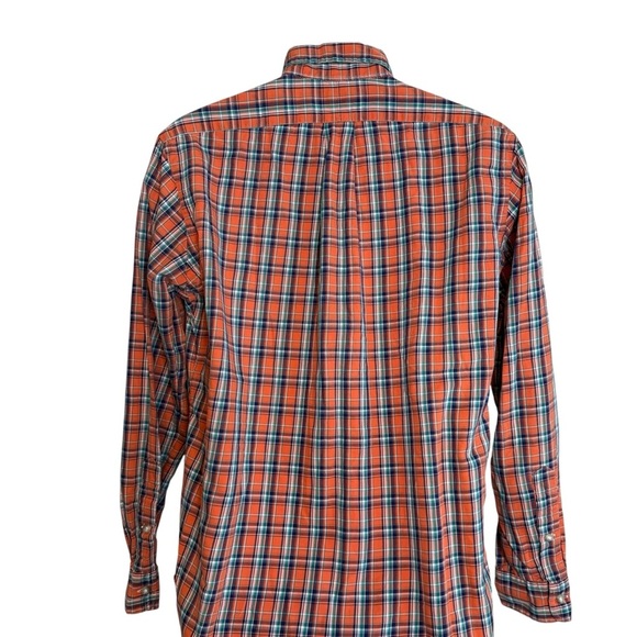Ralph Lauren Button Down Dress Shirt Medium Classic Fit Orange Blue Plaid Preppy - Picture 3 of 8